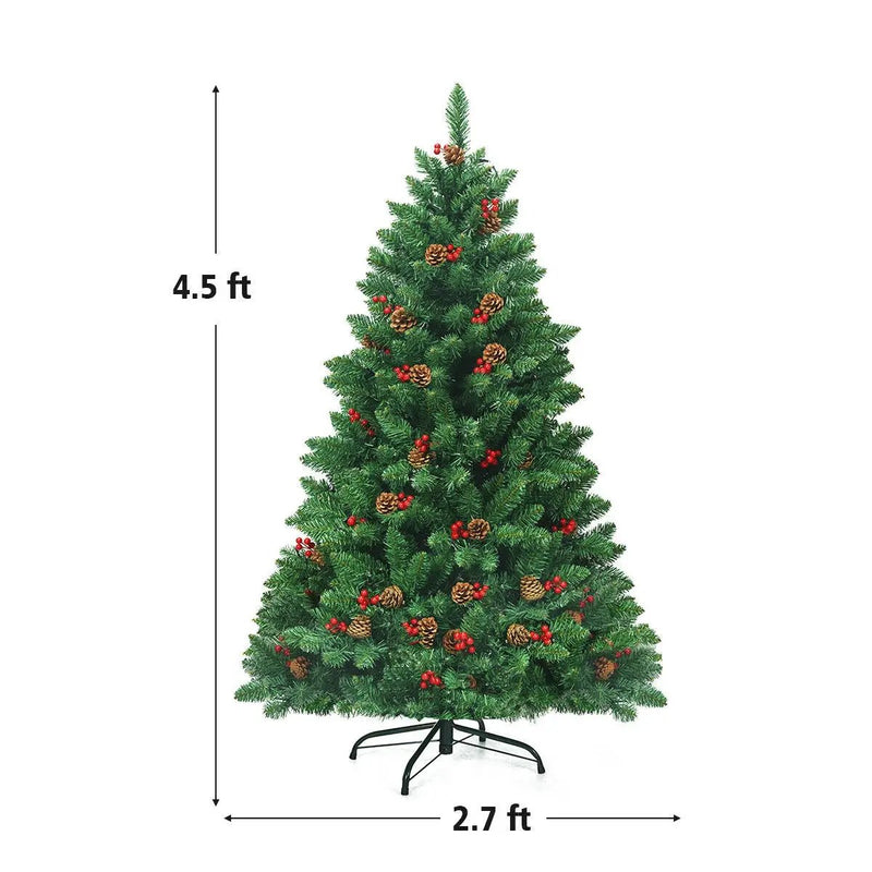 4.5 Feet Pre-lit Hinged Christmas Tree with 300 LED Lights by DirectDeals