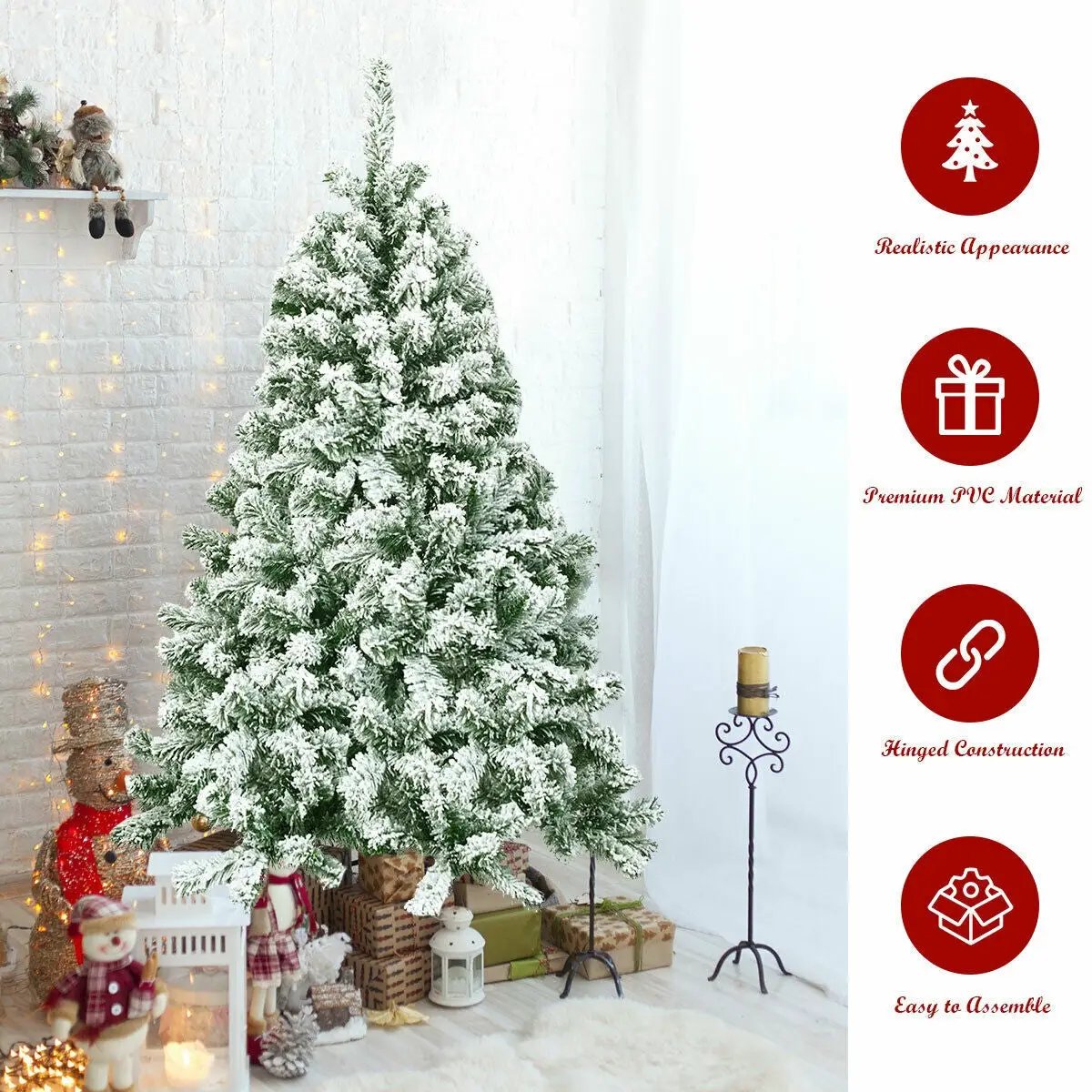 4.5 Feet Snow Flocked Artificial Christmas Tree with 400 Tips by DirectDeals