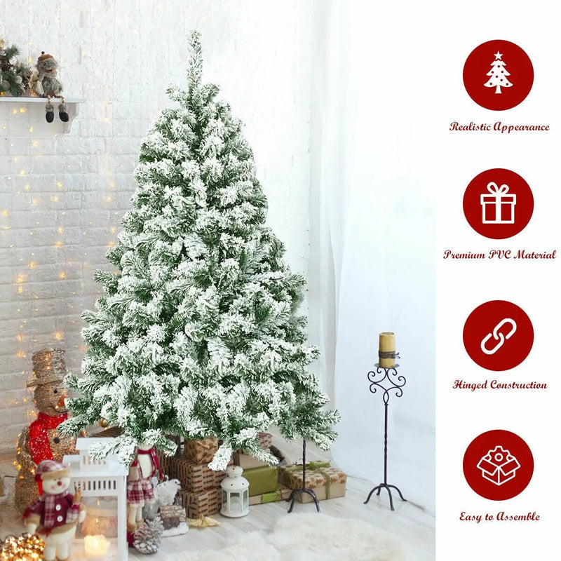 4.5 Feet Snow Flocked Artificial Christmas Tree with 400 Tips by DirectDeals