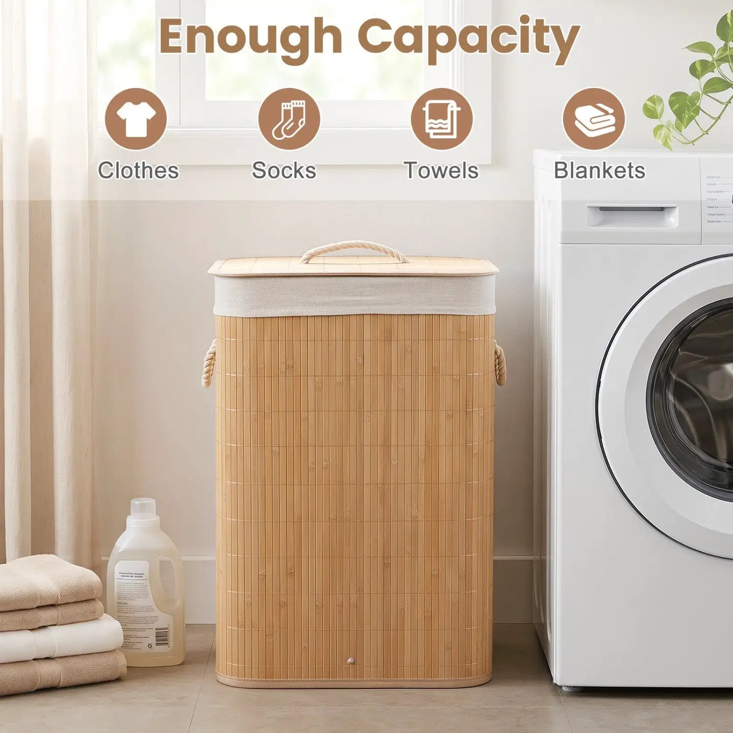 19 Gallon Bamboo Laundry Hamper with Removable Liner by DirectDeals