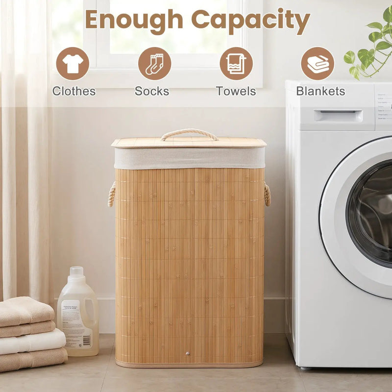 19 Gallon Bamboo Laundry Hamper with Removable Liner by DirectDeals