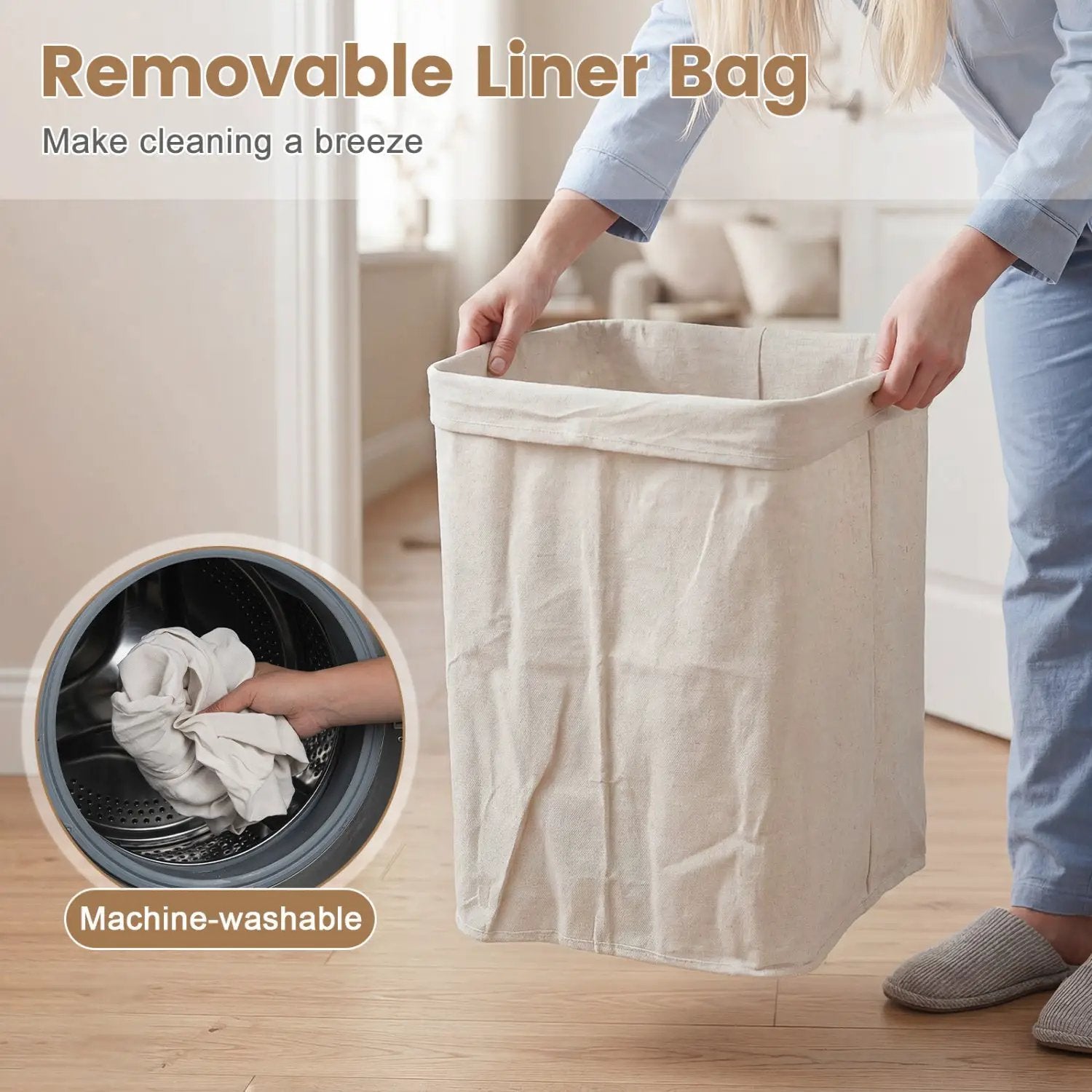 19 Gallon Bamboo Laundry Hamper with Removable Liner by DirectDeals