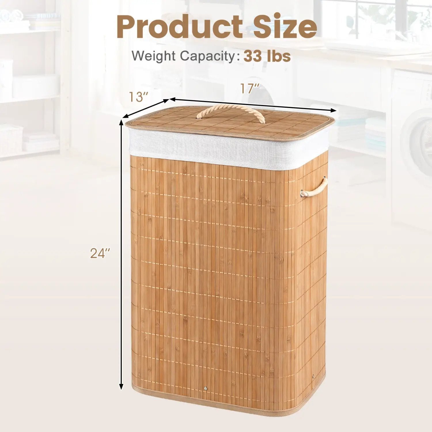 19 Gallon Bamboo Laundry Hamper with Removable Liner by DirectDeals