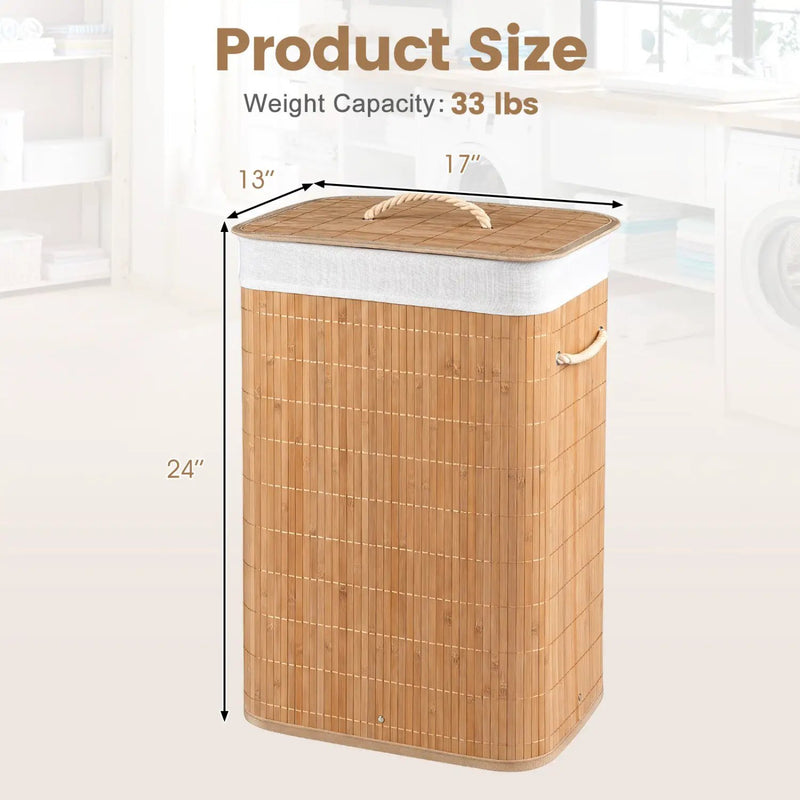 19 Gallon Bamboo Laundry Hamper with Removable Liner by DirectDeals