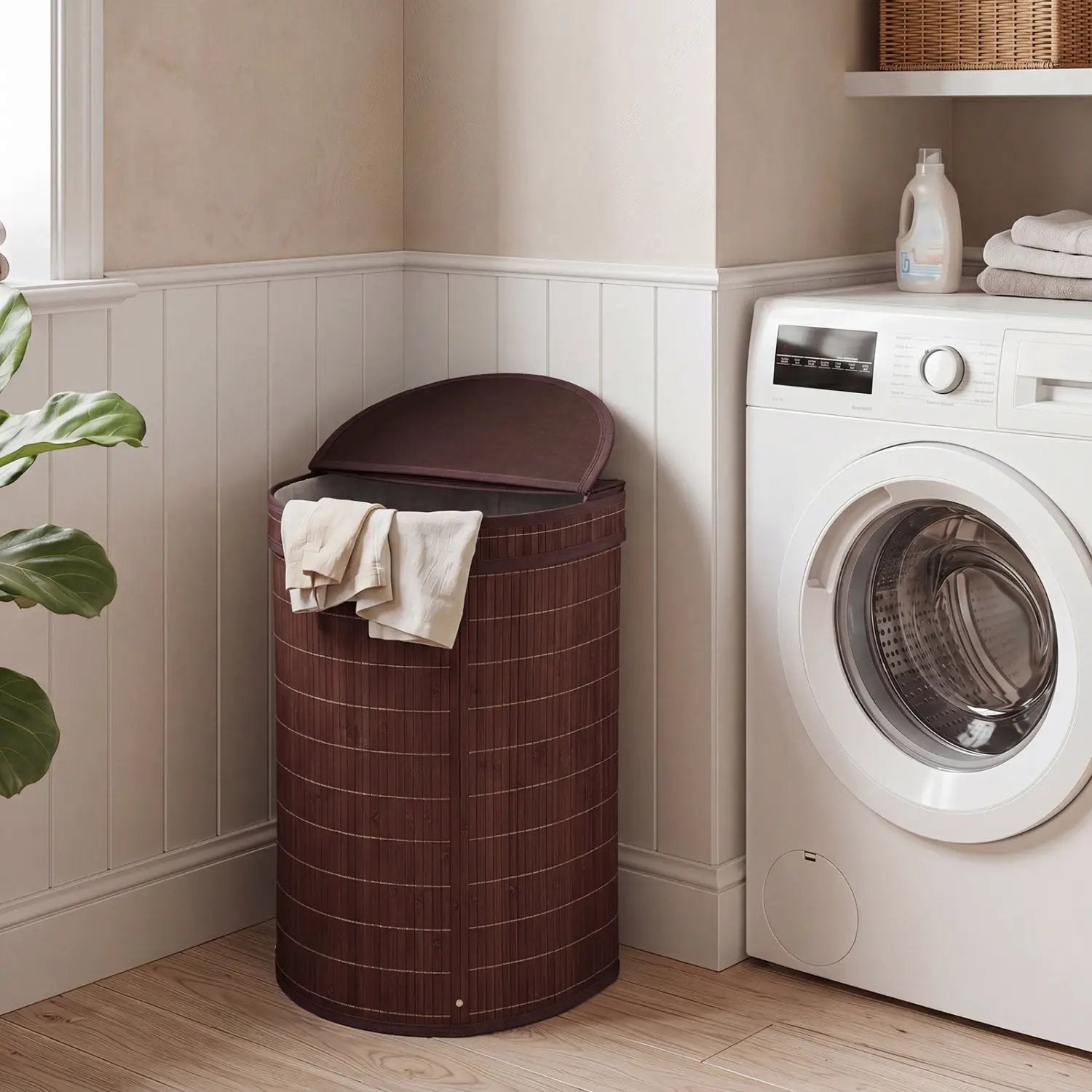 19 Gallon Bamboo Laundry Hamper with Zippered Lid by DirectDeals
