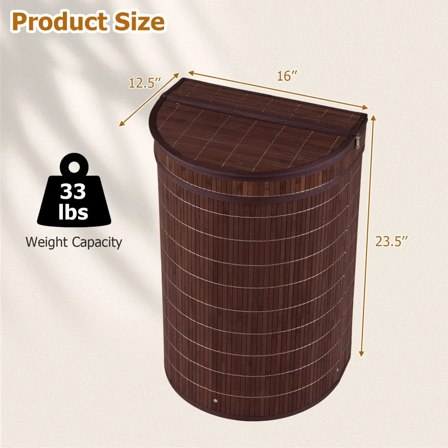 19 Gallon Bamboo Laundry Hamper with Zippered Lid by DirectDeals
