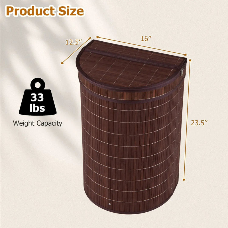 19 Gallon Bamboo Laundry Hamper with Zippered Lid by DirectDeals