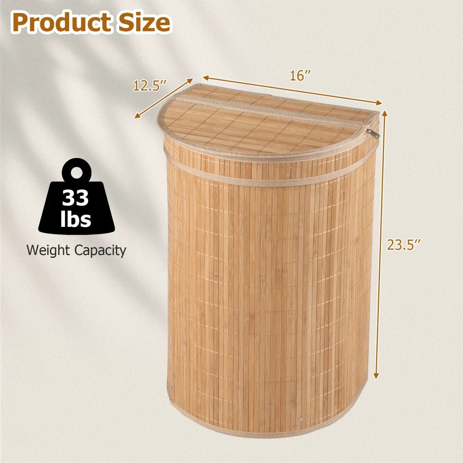 19 Gallon Bamboo Laundry Hamper with Zippered Lid by DirectDeals