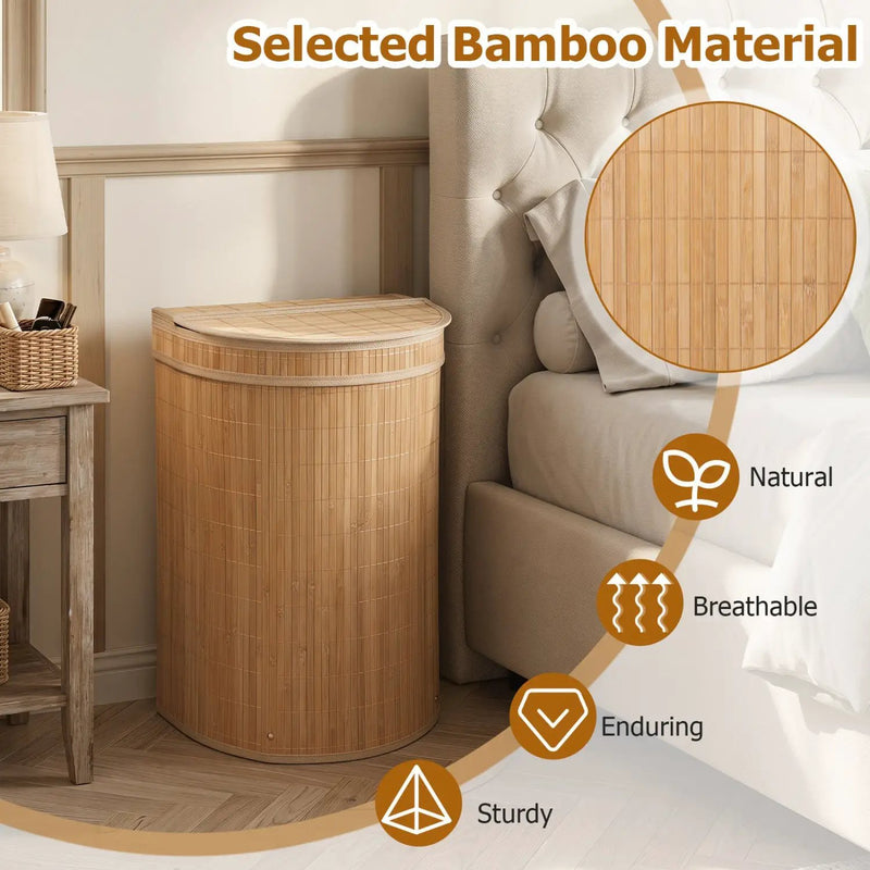 19 Gallon Bamboo Laundry Hamper with Zippered Lid by DirectDeals