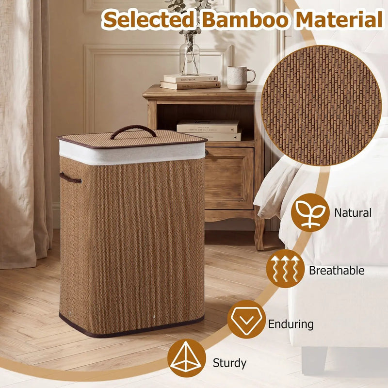 19 Gallon Bamboo Laundry Hamper with Removable Liner by DirectDeals