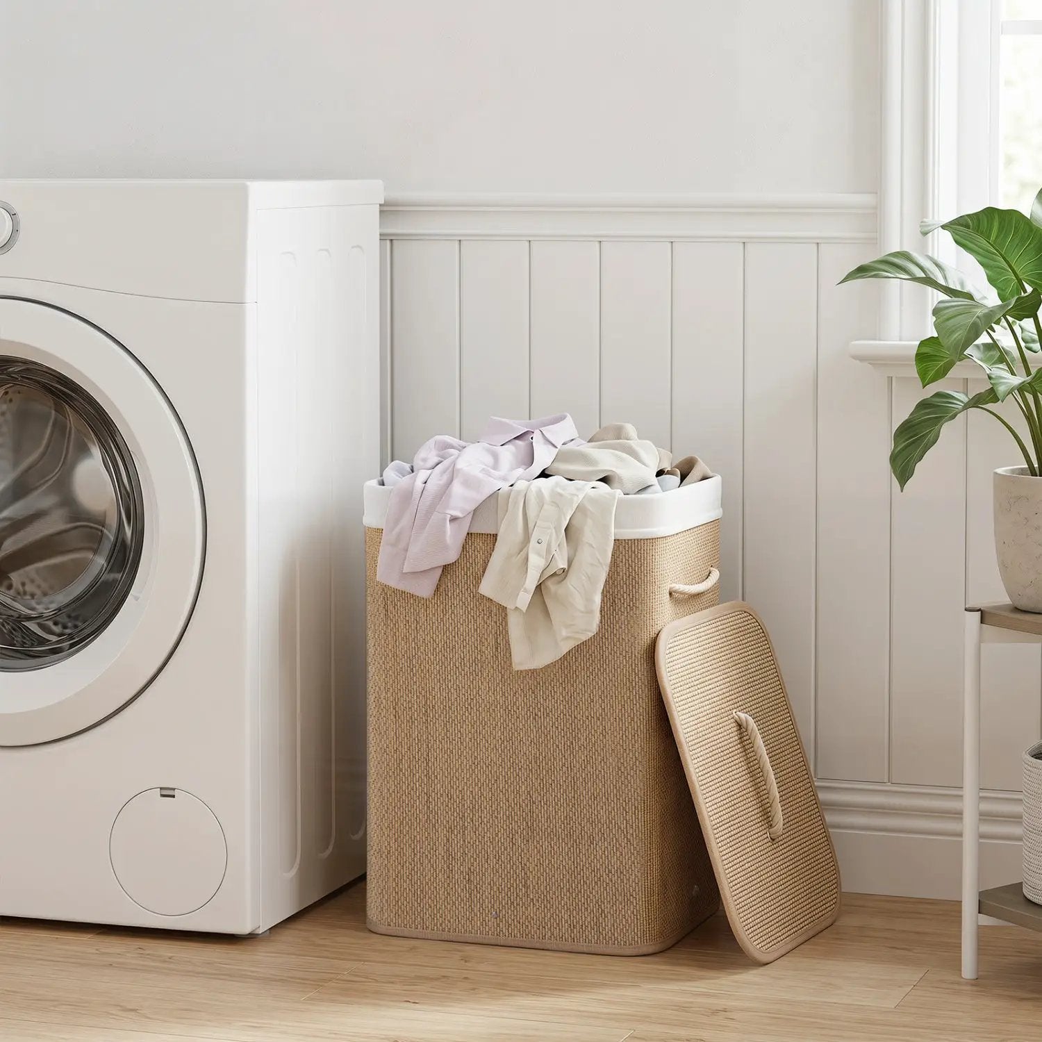 19 Gallon Bamboo Laundry Hamper with Removable Liner by DirectDeals