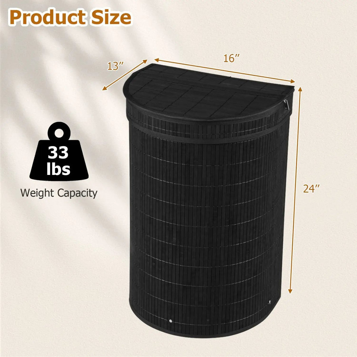 19 Gallon Bamboo Laundry Hamper with Zippered Lid, photo 21 of 24
