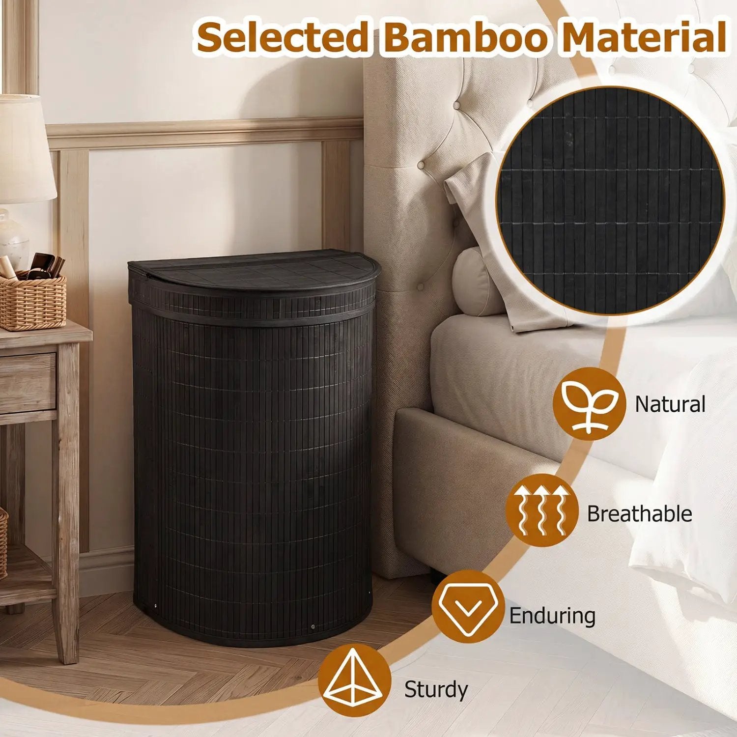 19 Gallon Bamboo Laundry Hamper with Zippered Lid by DirectDeals