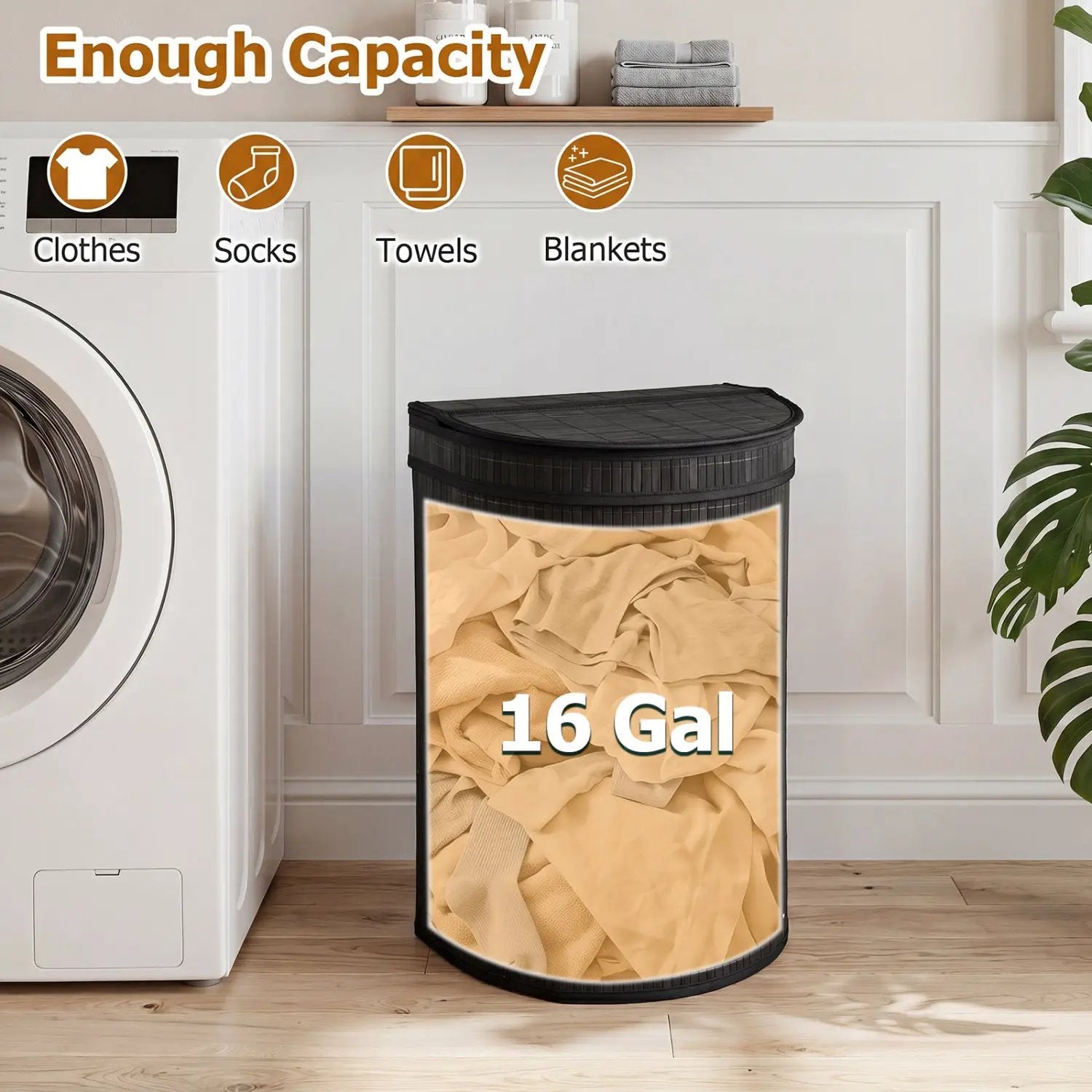19 Gallon Bamboo Laundry Hamper with Zippered Lid by DirectDeals