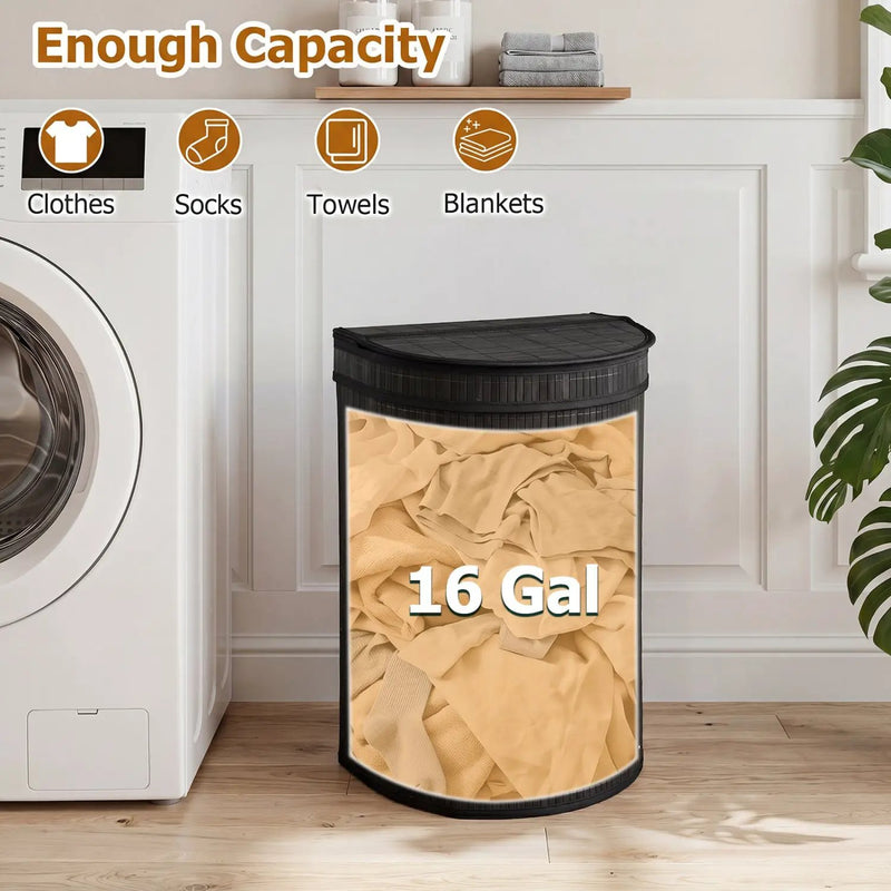 19 Gallon Bamboo Laundry Hamper with Zippered Lid by DirectDeals