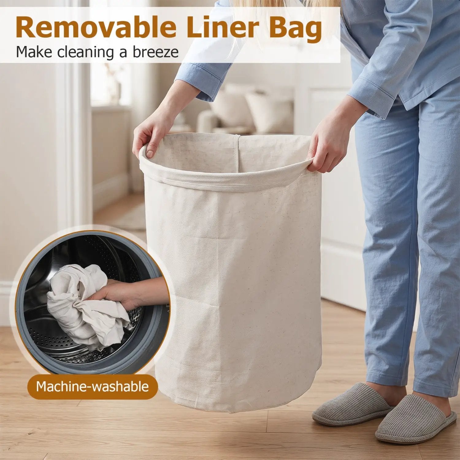 19 Gallon Bamboo Laundry Hamper with Zippered Lid by DirectDeals