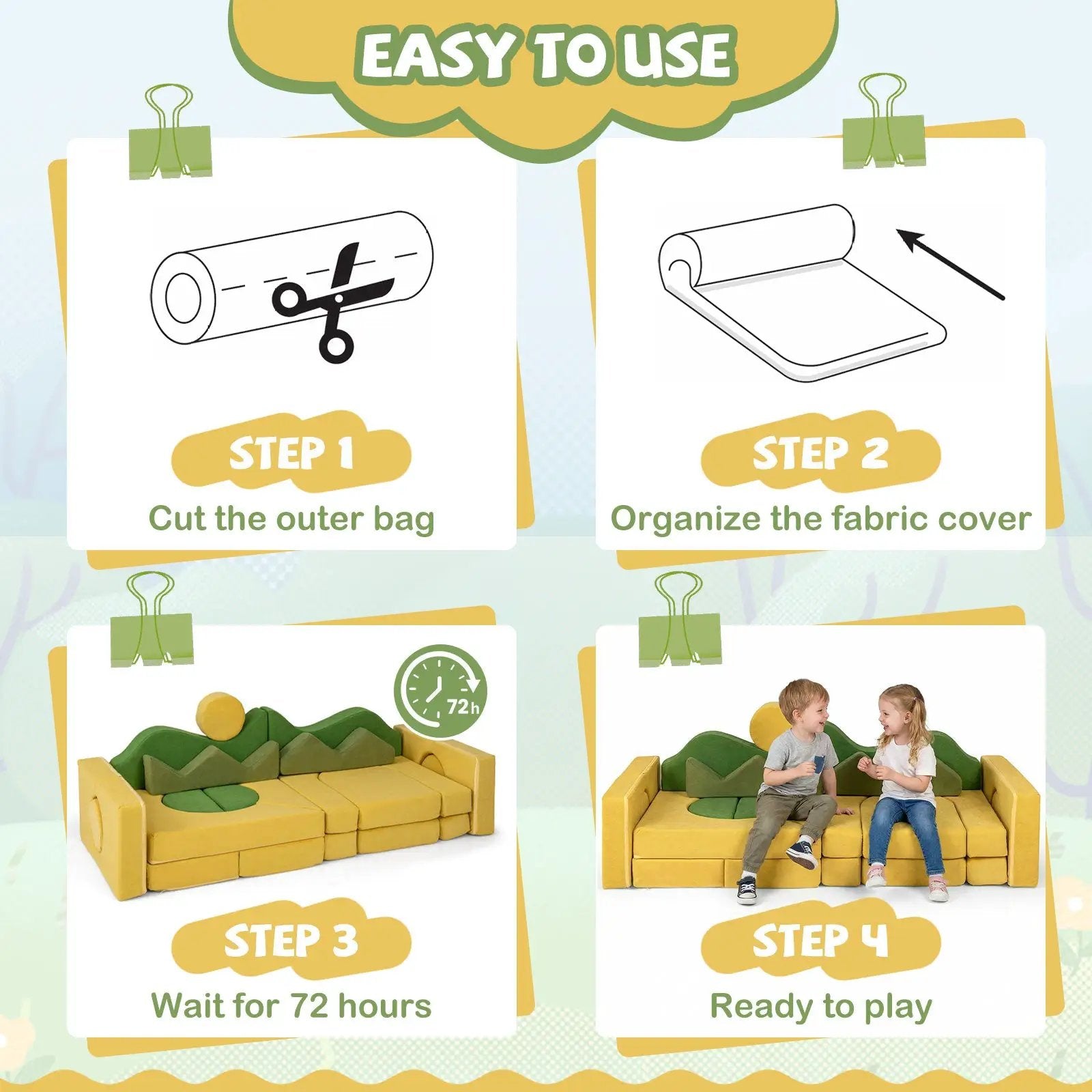 19 Pieces Modular Kids Play Couch for Inspiring Creativity by DirectDeals