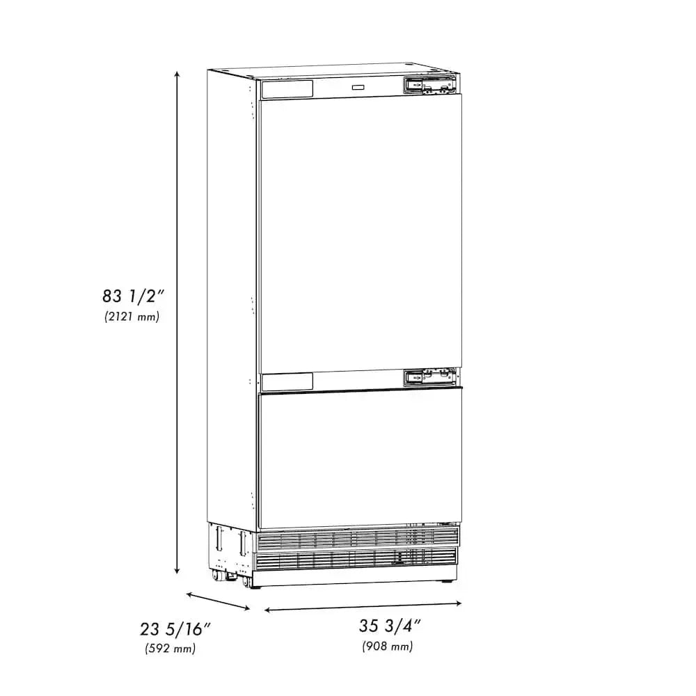 ZLINE 36" Panel Ready Built-In Bottom Freezer Refrigerator,Water Dispenser, Ice Maker,Graphite Gray GRBIT-36 by Farmhouse Kitchen and Bath