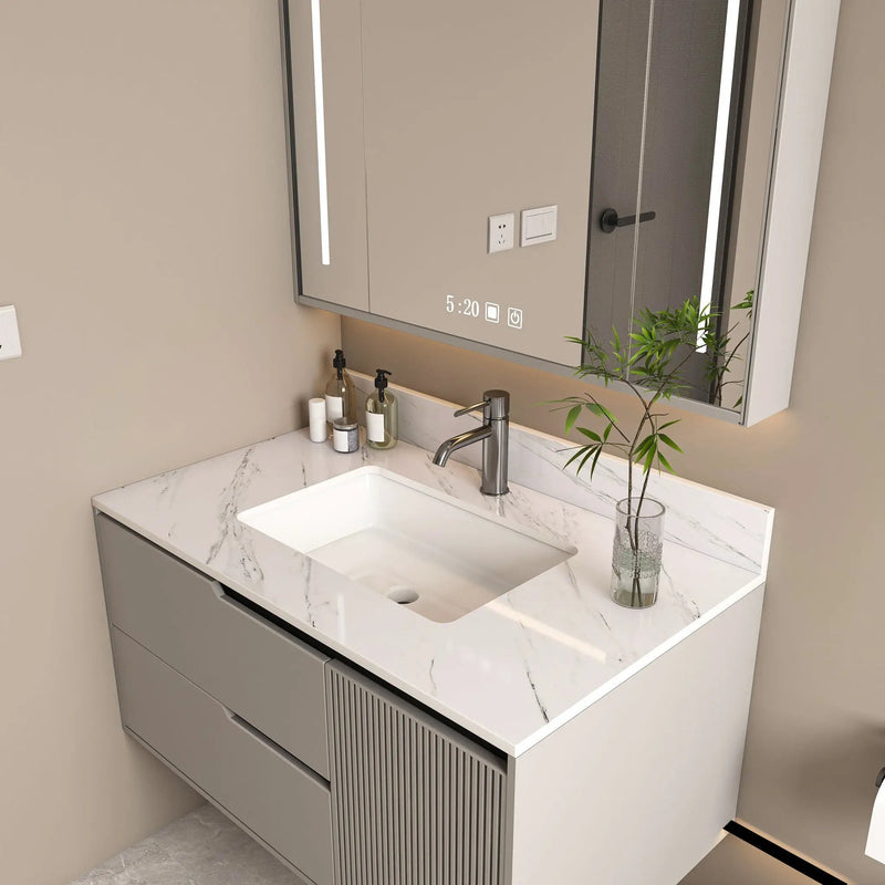 Bianco Carrara Venato Marble Vanity Top With Pre Drilled Faucet Hole And Undermount Sink by HouseOfZazla