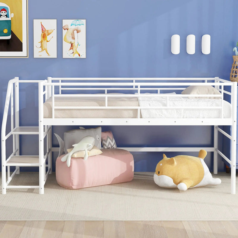 Loft Bed With Storage Stairs And Metal Frame by HouseOfZazla