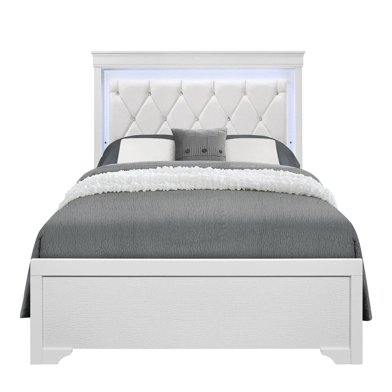 Shaker - Bed With LED Lighting And Crystal Inspired Tufted Headboard by Unique Piece Furniture