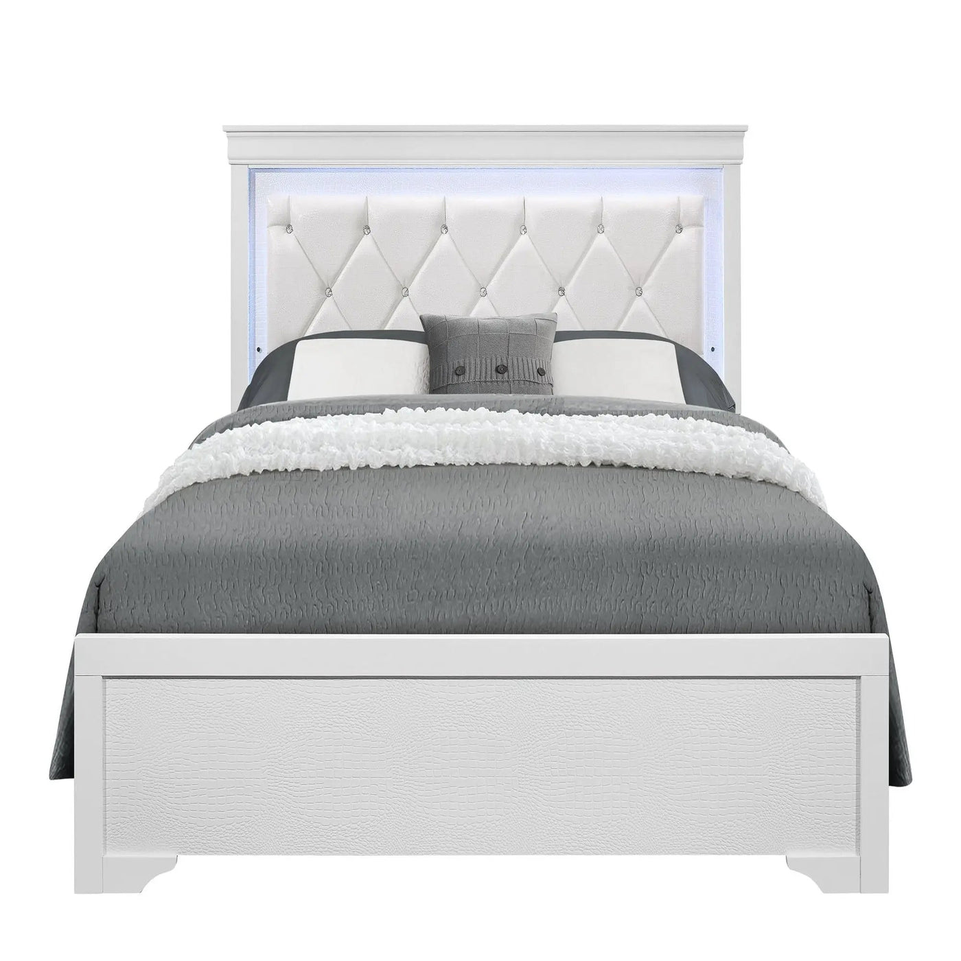 Shaker - Bed With LED Lighting And Crystal Inspired Tufted Headboard by Unique Piece Furniture