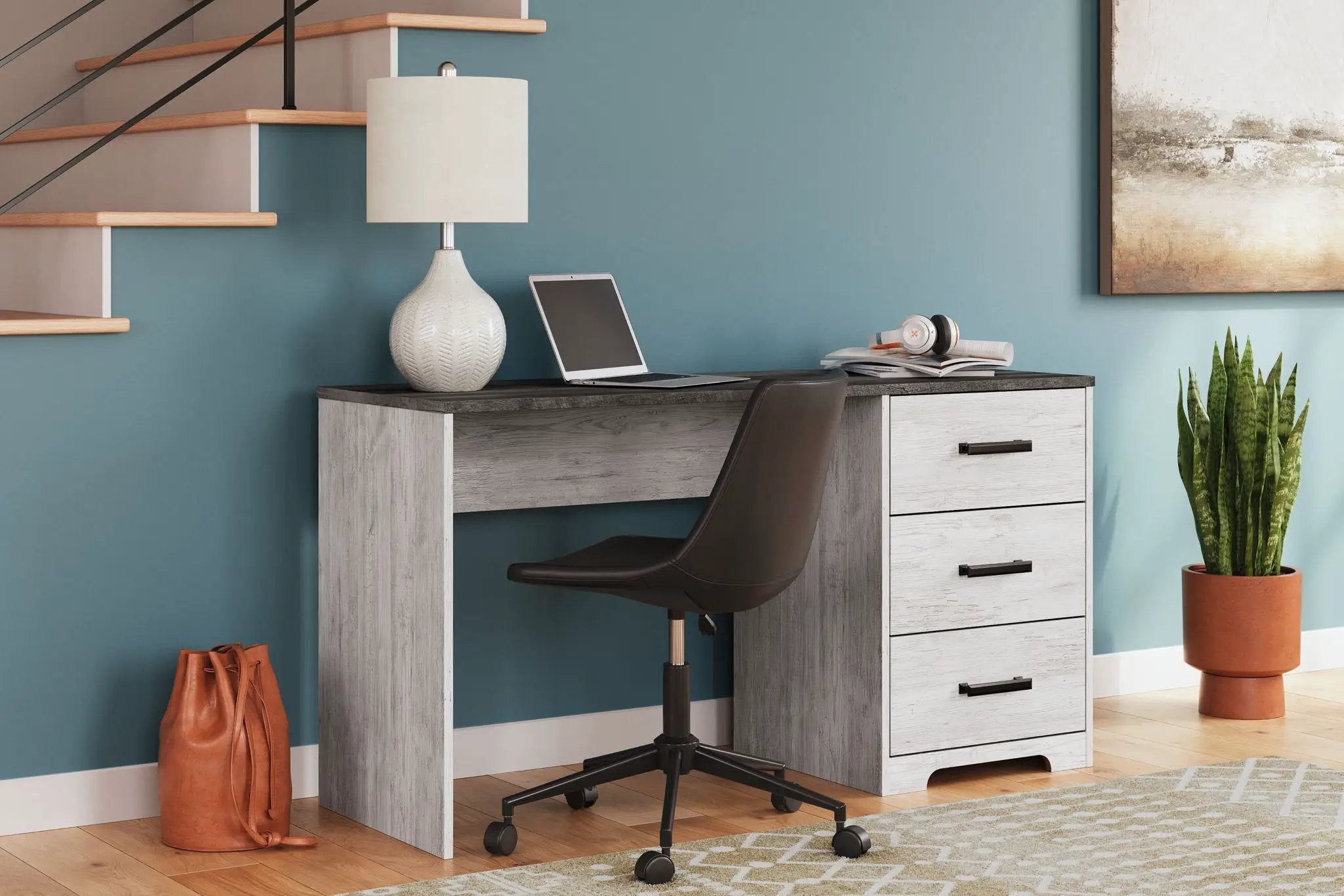 Shawburn - Home Office Desk - White / Dark Charcoal Gray by Unique Piece Furniture