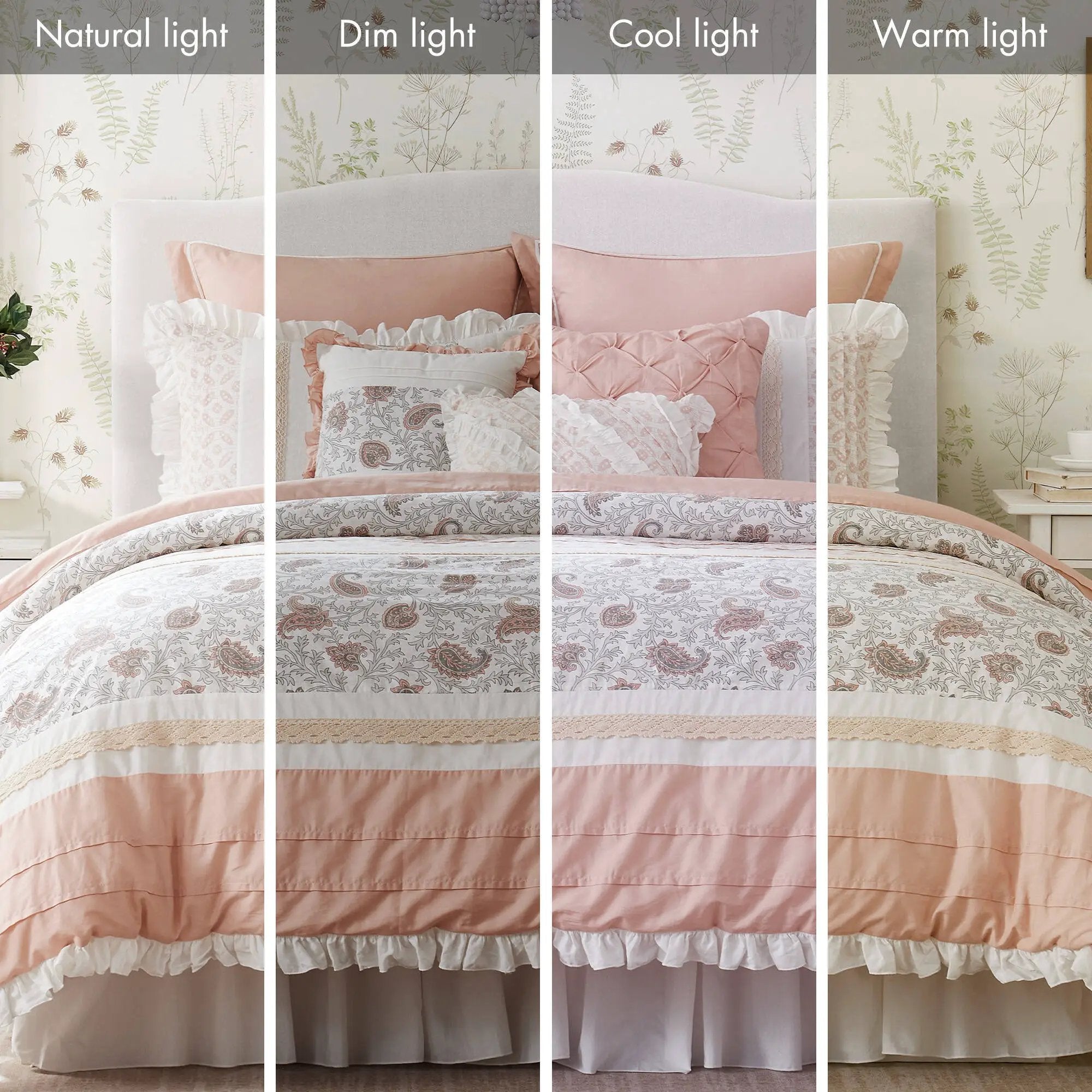 9 Piece Cotton Percale Comforter Set Blush by HouseOfZazla