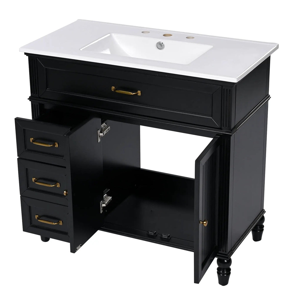 Bathroom Vanity With Sink, 2 Doors 2 Drawers, Freestanding Design by HouseOfZazla