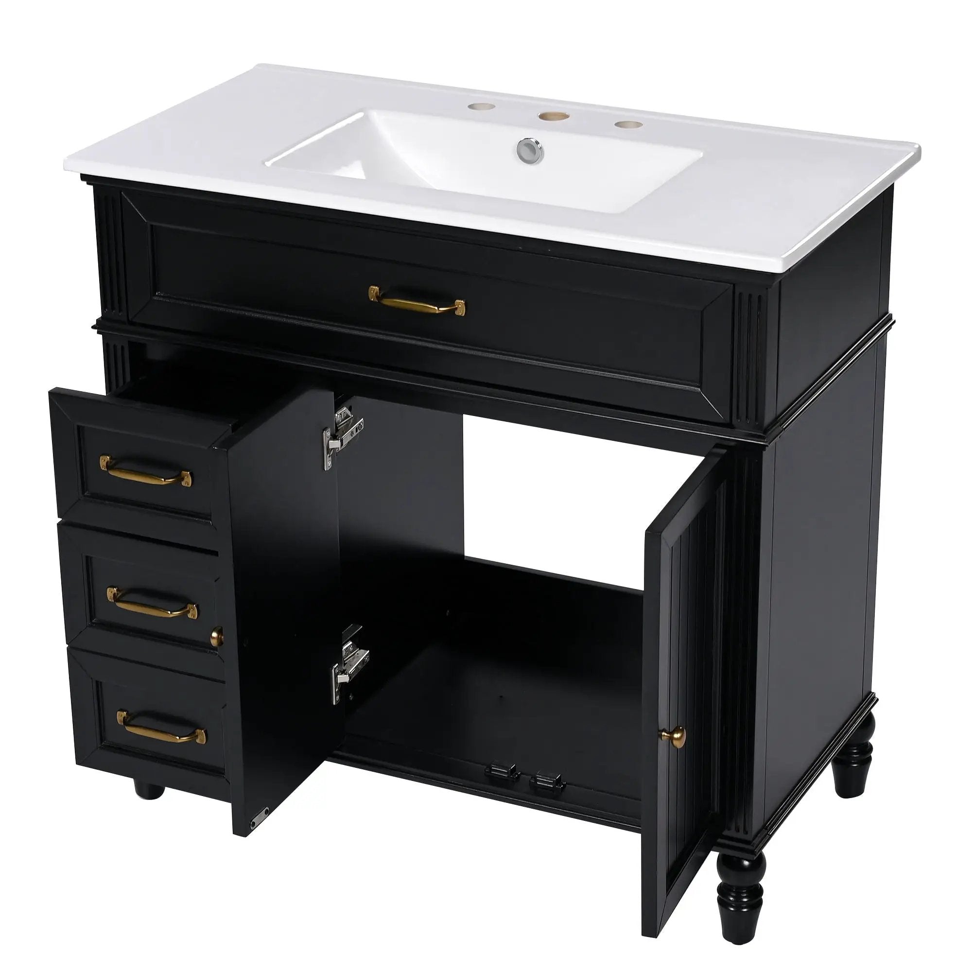 Bathroom Vanity With Sink, 2 Doors 2 Drawers, Freestanding Design by HouseOfZazla