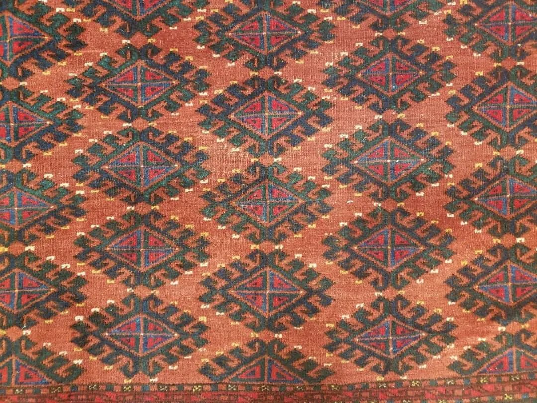Antique Turkoman Rug 3'4" x 5', Collecticble Yamud Oriental Rug, Seat Pillow Cushion Cover, Tribal Mat, Wool Red Hand-Knotted Mafresh Carpet by Jewel Rugs
