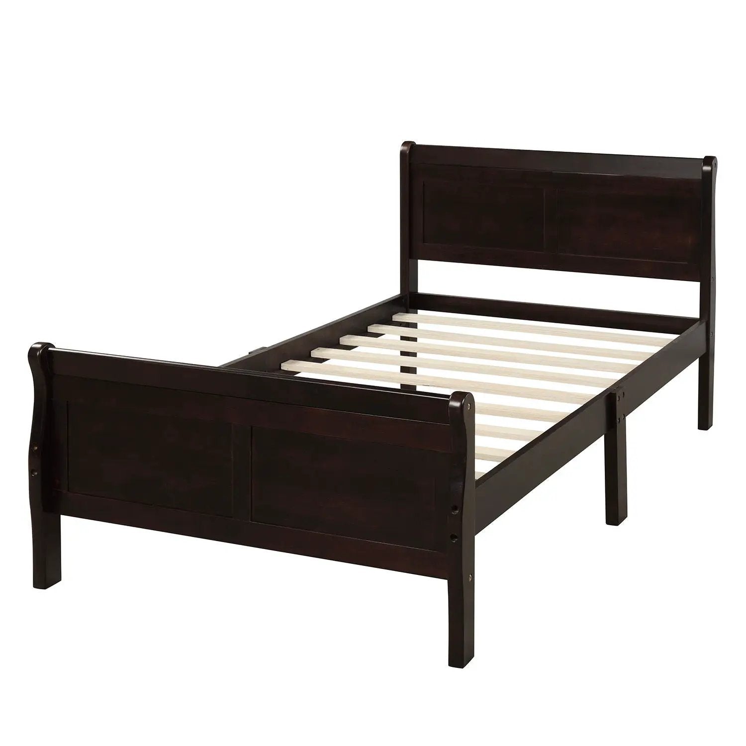 Platform Bed Frame Mattress Foundation Sleigh Bed With Headboard / Footboard / Wood Slat Suppor by HouseOfZazla