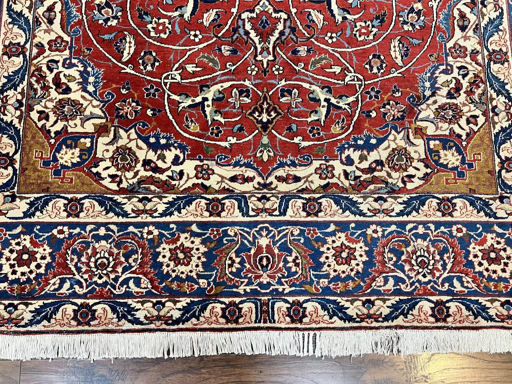 Red Persian Isfahan Rug 7x10 - Antique, Floral Medallion by Jewel Rugs