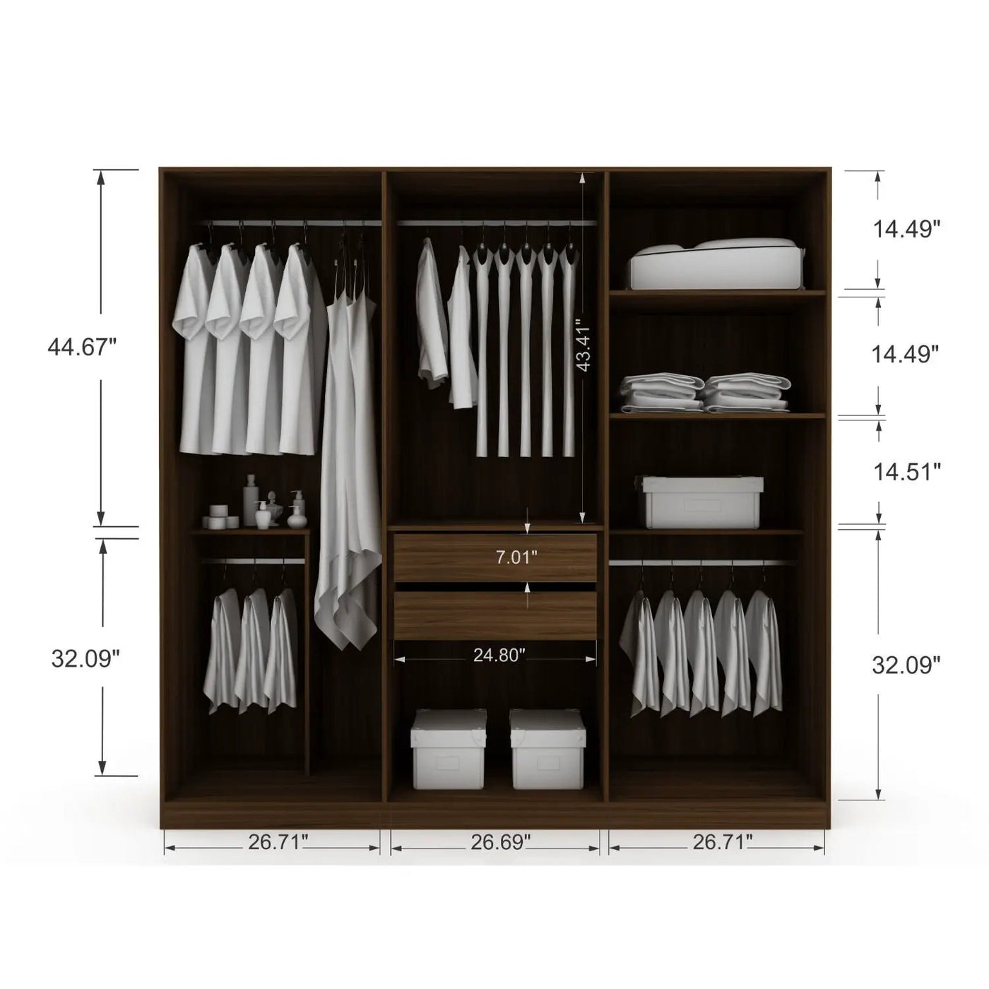 Gramercy - Free Standing Wardrobe Closet With Drawers And Shelves by HouseOfZazla