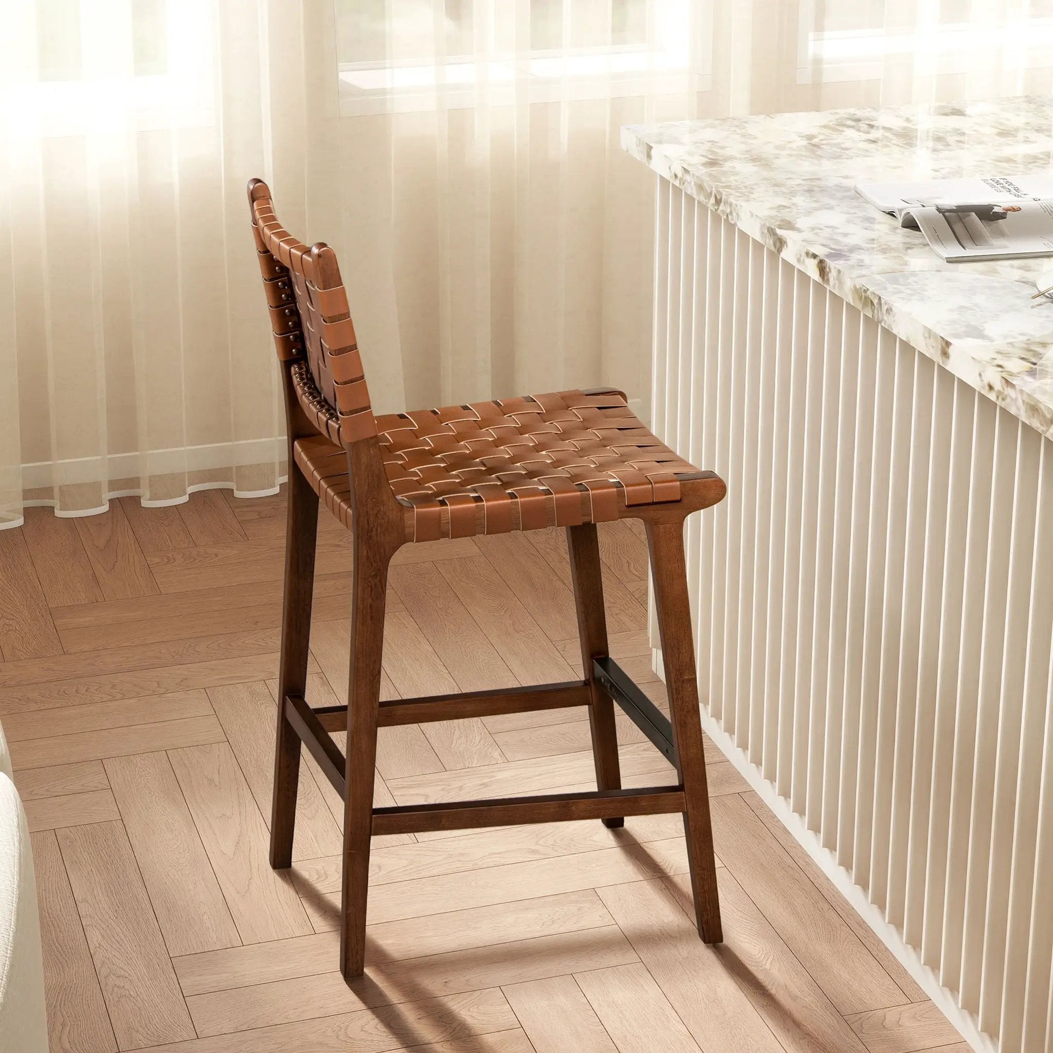 Andre - Counter Stool With Back - Pecan Brown by HouseOfZazla