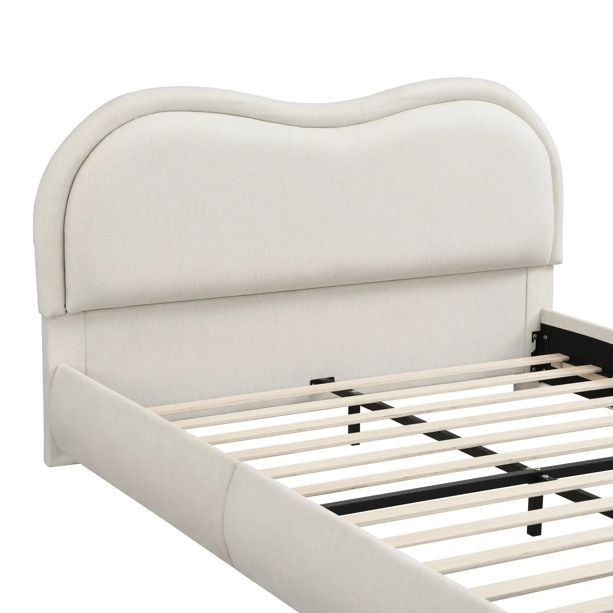 Upholstered Platform Bed Frame With Curved Headboard by HouseOfZazla