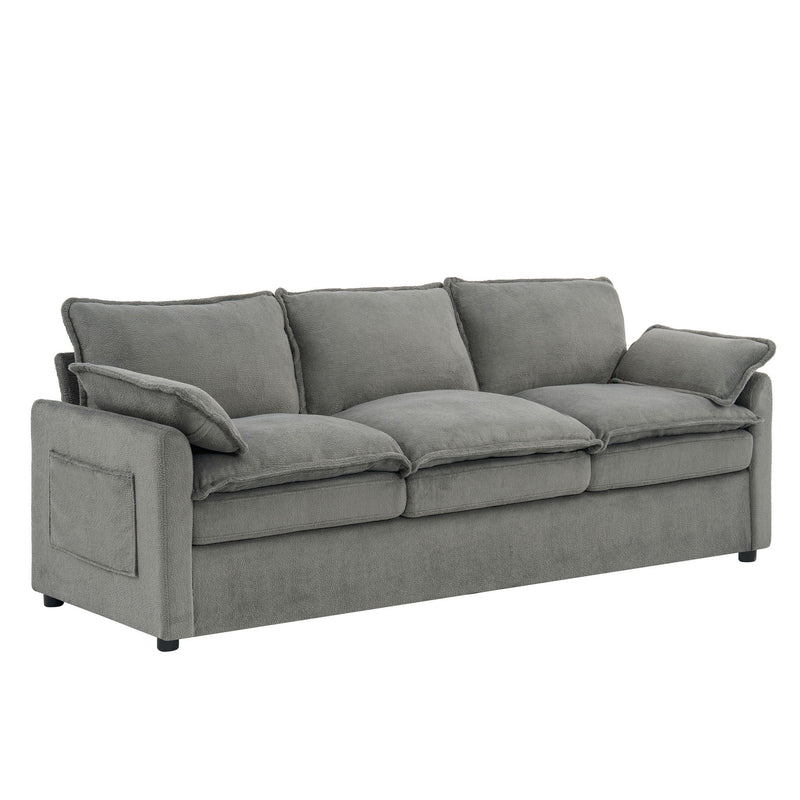 Modern 3 Seater Sofa With Side Storage Pockets For Living Room by HouseOfZazla