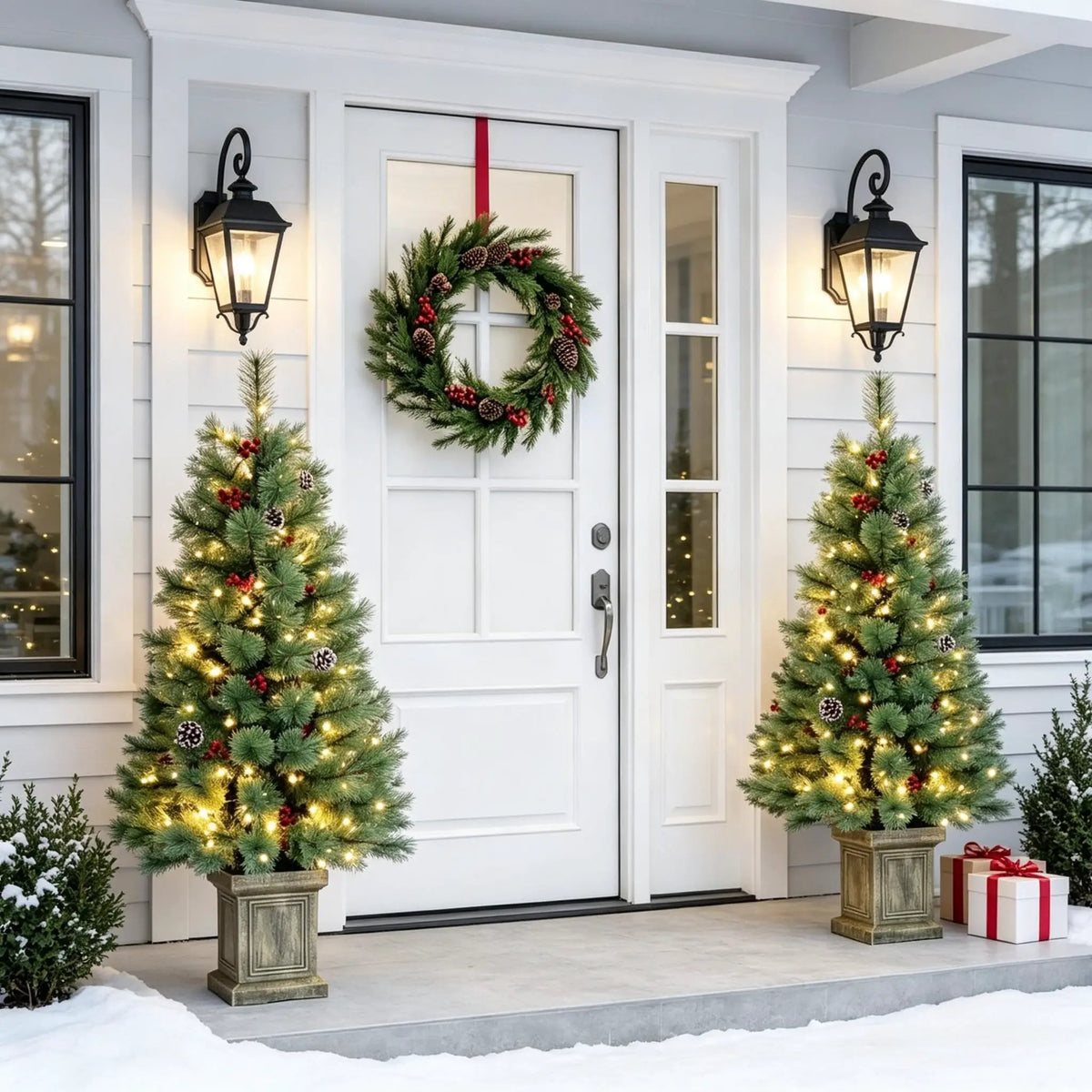 Set of 2, 4 ft Pre-Lit Christmas Trees by HouseOfZazla