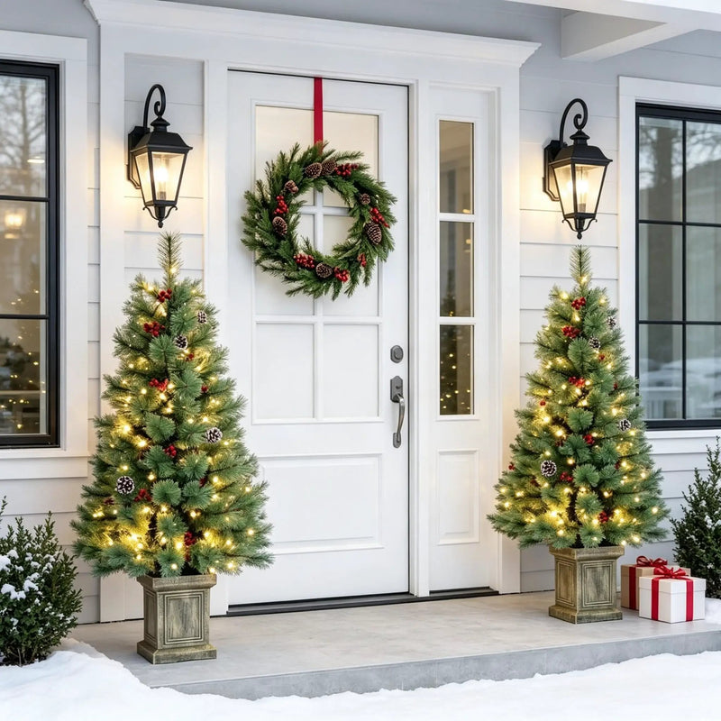 Set of 2, 4 ft Pre-Lit Christmas Trees by HouseOfZazla