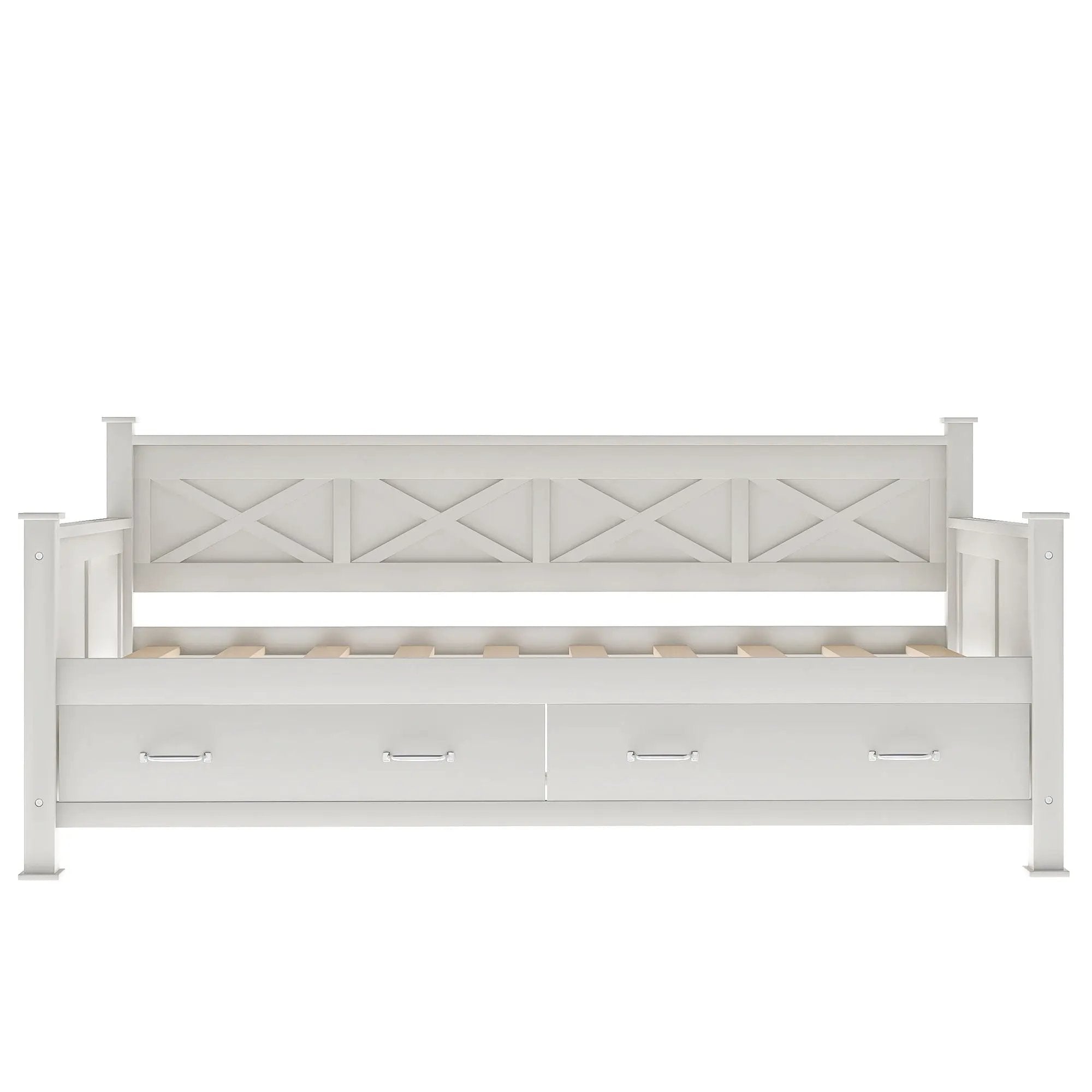 Modern Daybed With 2 Large Drawers, X Shaped Frame by HouseOfZazla
