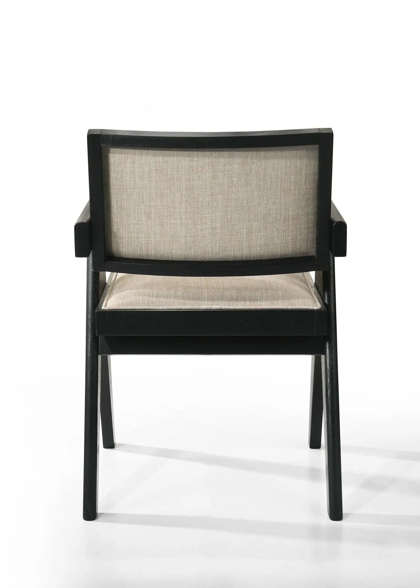 Jasper - Dining Arm Chairs With Upholstered Seat (Set of 2) - Ebony Black / Beige by HouseOfZazla