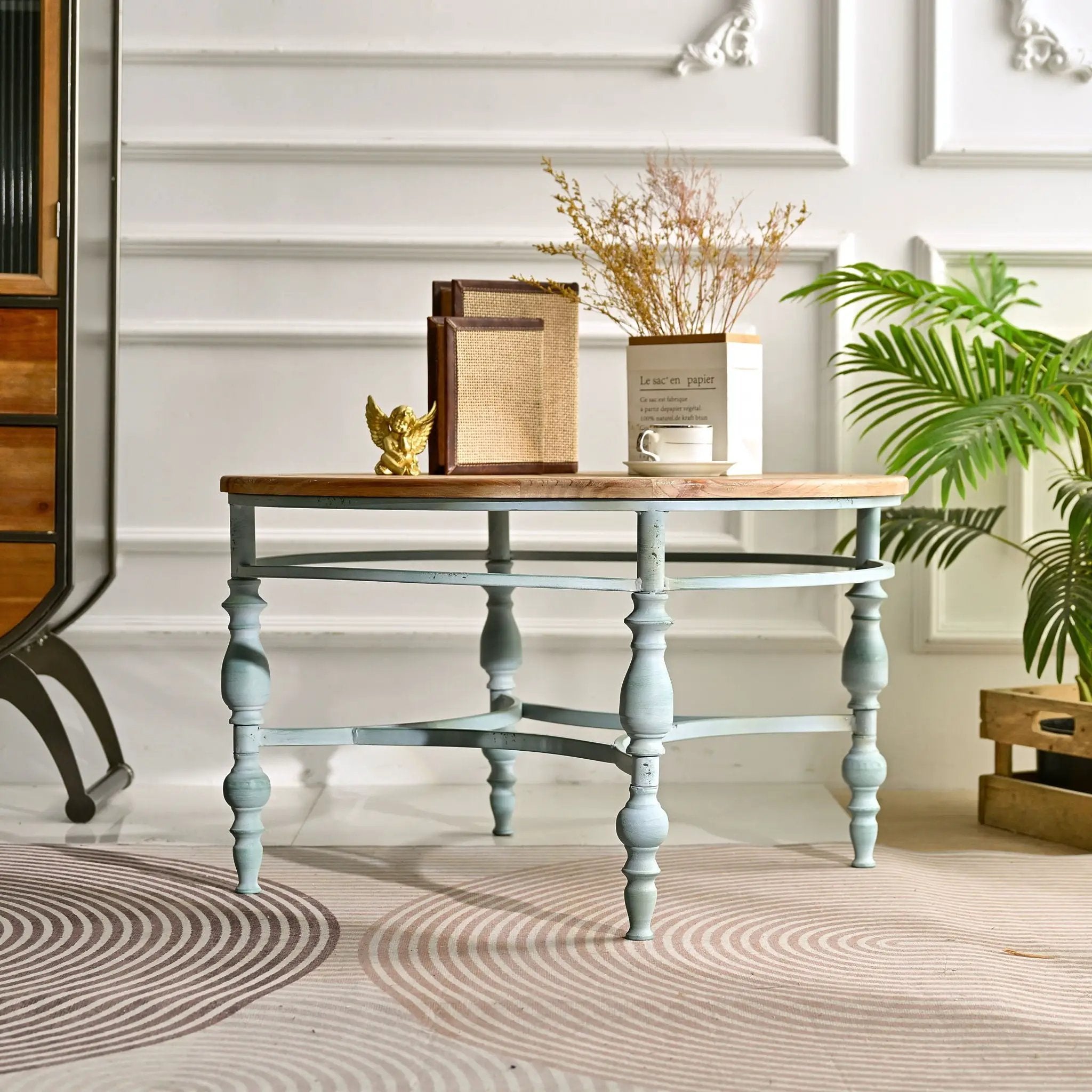 Round Top Carved Table For Living Room by Unique Piece Furniture