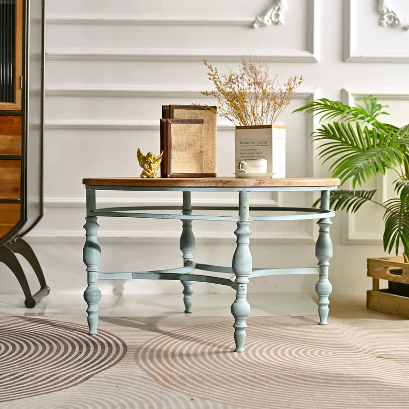 Round Top Carved Table For Living Room by Unique Piece Furniture