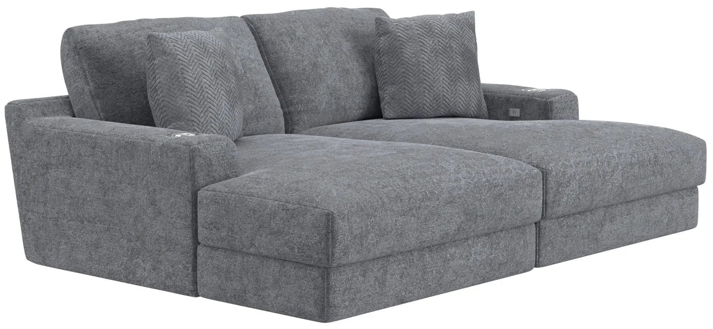 Cozy - 2 Piece Double Wide Chaise With USB Charging Ports by Unique Piece Furniture