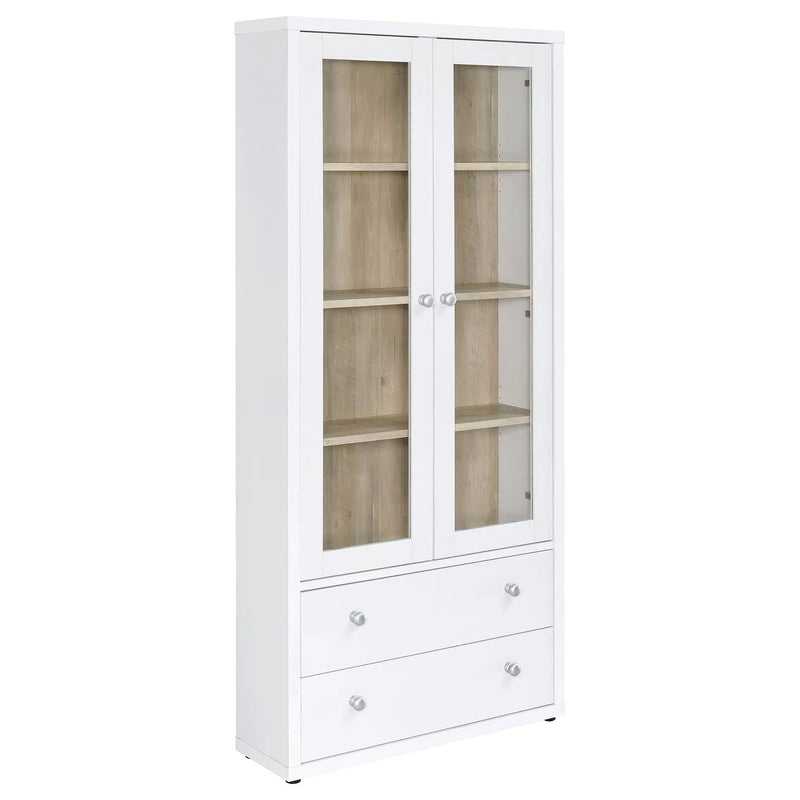 Hawthorne 4-shelf Glass Door Tall Cabinet with Drawers White by Unique Piece Furniture