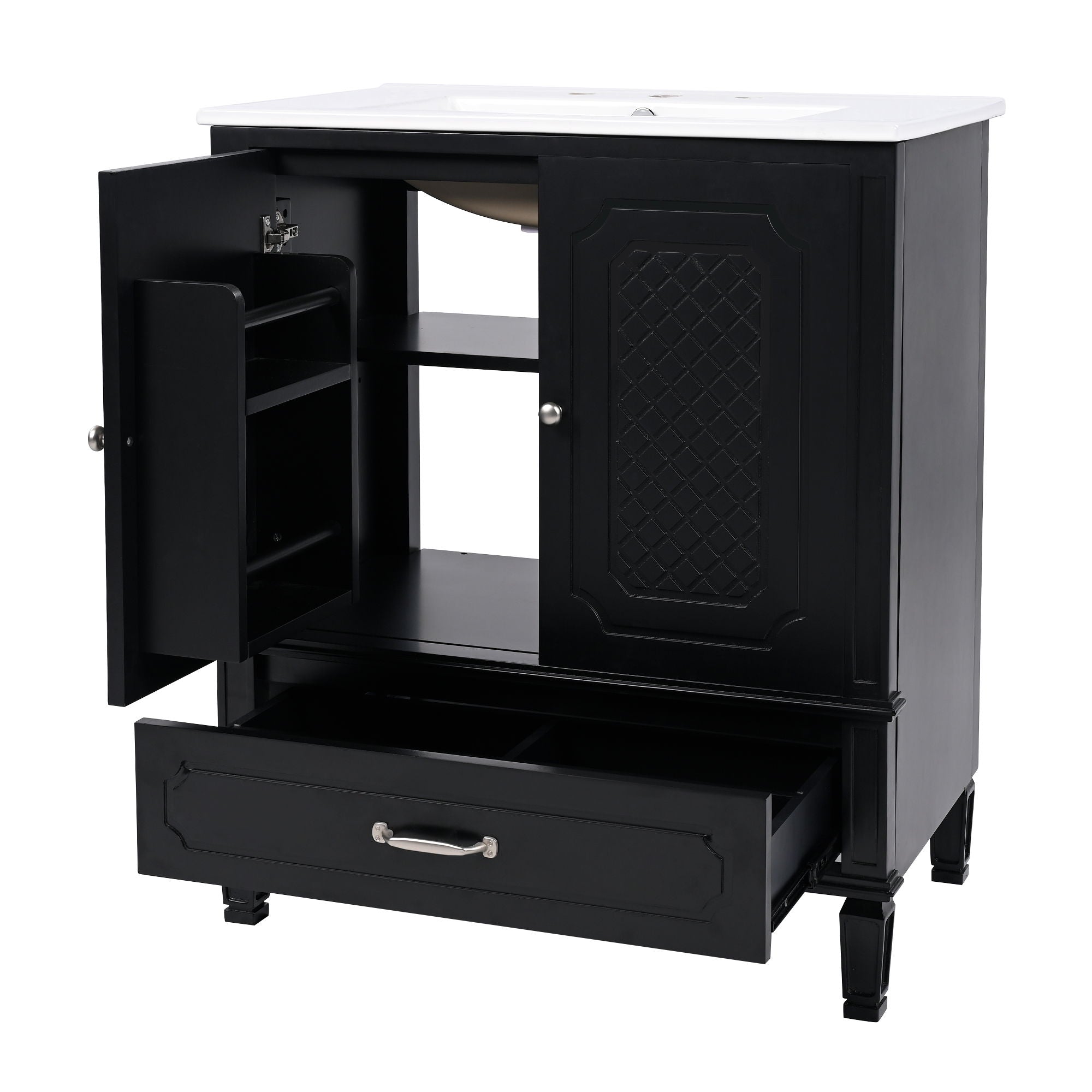 Bathroom Vanity With Sink, Soft Closing Door, Multi Functional Storage by HouseOfZazla