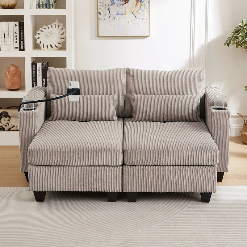 Convertible Chaise Lounge Sofa Chair With USB Ports, Cup Holders, Phone Holder And Storage by Unique Piece Furniture