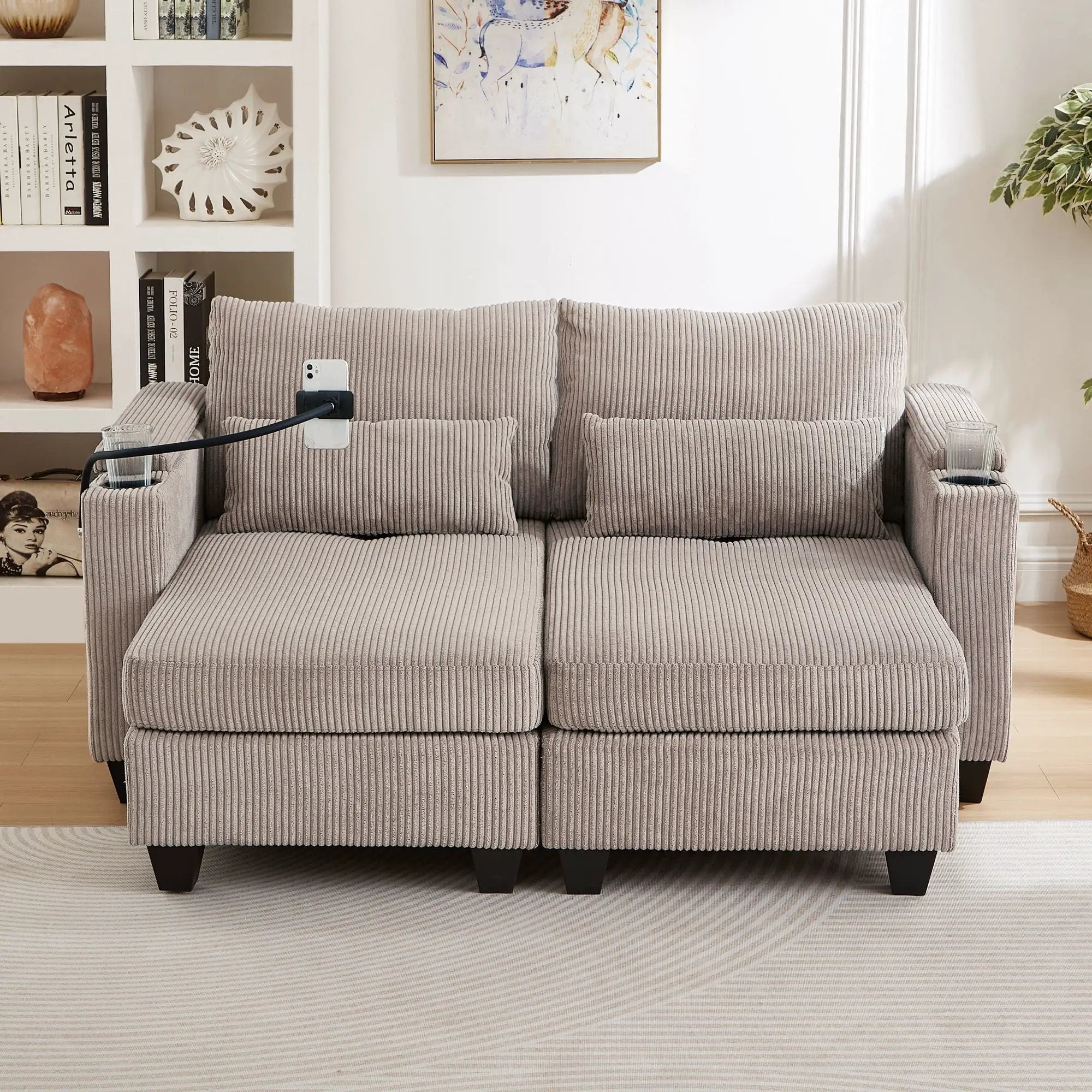 Convertible Chaise Lounge Sofa Chair With USB Ports, Cup Holders, Phone Holder And Storage by Unique Piece Furniture