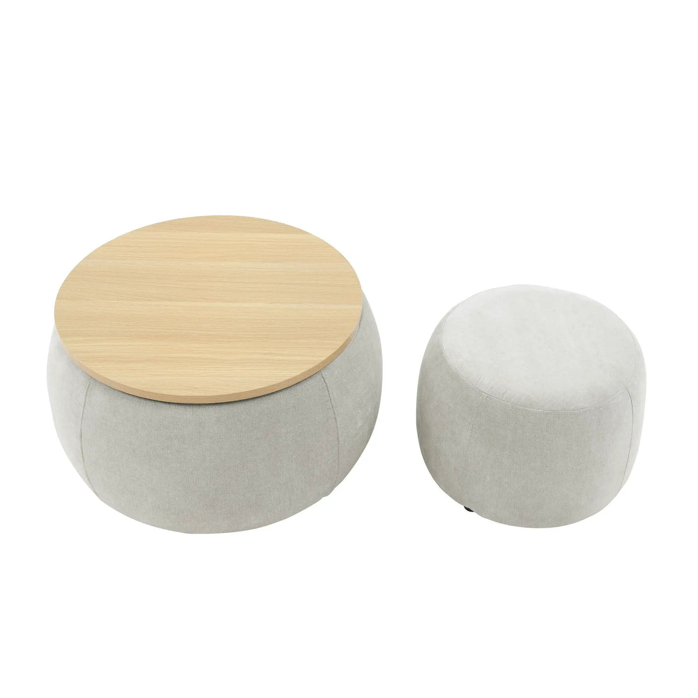 Round Storage Ottoman, 2 In 1 Function, End Table And Ottoman by Unique Piece Furniture