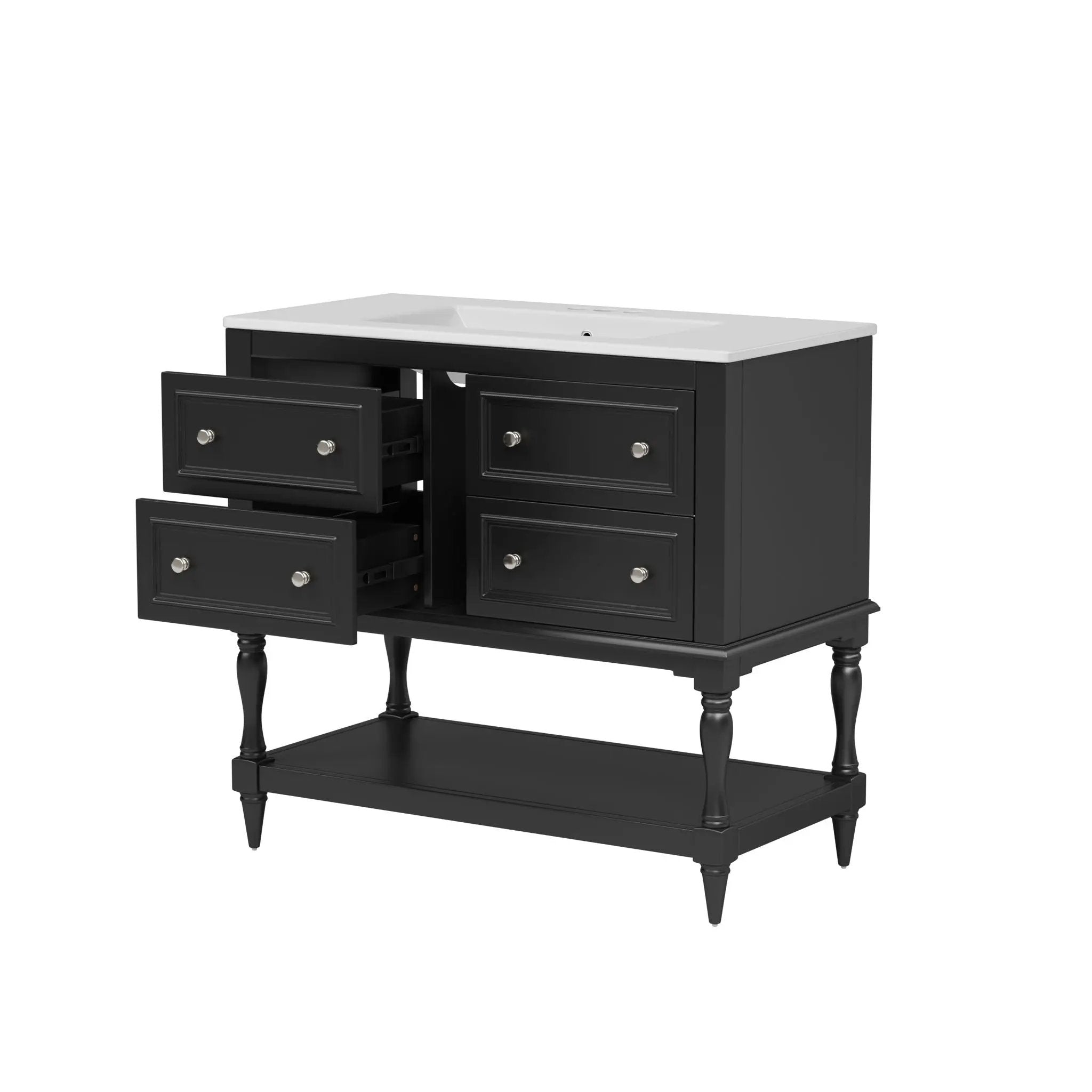 Bathroom Vanity Cabinet With Undermount Sink, 4 Drawer Set by Unique Piece Furniture